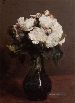  blumen - Weiße Rosen in einem grünen Vase Blumenmaler Henri Fantin Latour